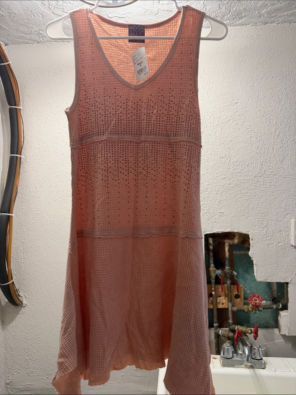 Sleeveless Coral Knit Swim Cover-Up Dress